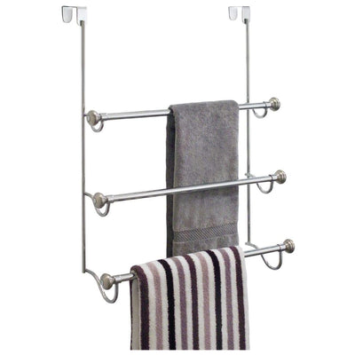 iDesign Over the Door Towel Rack, The York Collection, 1.5” x 7” x 22.8”, Brushed Nickel