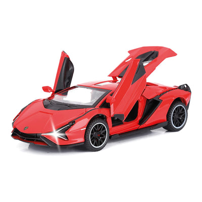 Toy Cars Lambo Sian FKP3 Metal Model Car with Light and Sound Pull Back Toy Car for Boys Age 3 + Year Old (Red)