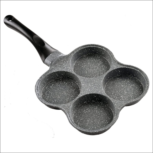 Buecmue Rustless Egg Pan | 4-Cup Nonstick Egg Frying Pan, Easy Clean Egg Cooker Omelet Pan For Breakfast Swedish Pancake, Plett, Crepe Pan Gas Stove and Other Stoves Cookware