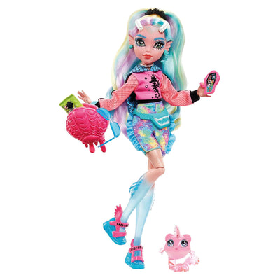 Monster High Lagoona Blue Fashion Doll with Colorful Streaked Hair, Signature Look, Accessories & Pet Piranha