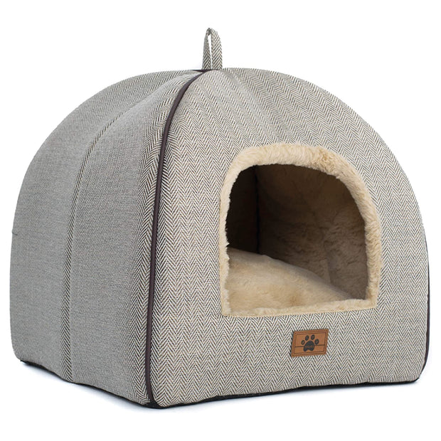 Cat Bed for Indoor Cats - Cat Cave Bed Cat House Cat Tent with Removable Washable Cushioned Pillow, Soft and Self Warming Kitten beds,Cat Beds & Furniture, Pet Bed