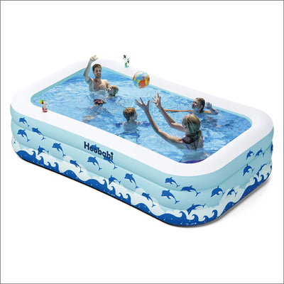 Inflatable Pool with Seats, Size: 130"x 72" x 22" Thickened Kiddie Pool for Kids, Toddlers and Adults, Blow Up Above Ground Swimming Pool for Family, Backyard, Garden, Lawn, Outdoor