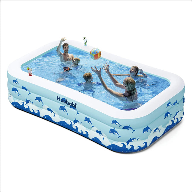 Inflatable Pool with Seats, Size: 130"x 72" x 22" Thickened Kiddie Pool for Kids, Toddlers and Adults, Blow Up Above Ground Swimming Pool for Family, Backyard, Garden, Lawn, Outdoor