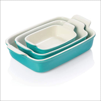 Porcelain Bakeware Set for Cooking, Ceramic Rectangular Baking Dish Lasagna Pans for Casserole Dish, Cake Dinner, Kitchen, Banquet and Daily Use, 13 x 9.8 inch(Turquoise)
