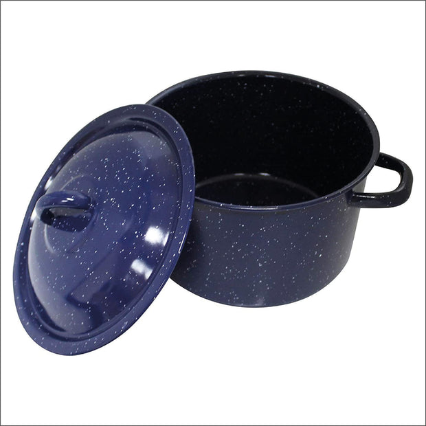 IMUSA USA 4-Quart Blue Speckled Enamel Stock Pot with Lid