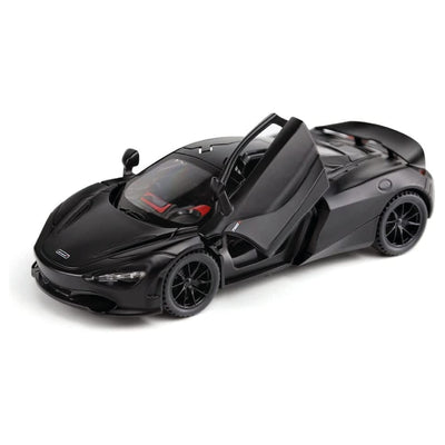 Alloy Collectible Black McLaren 720s Toy Vehicle Pull Back DieCast Car with Lights and Sound
