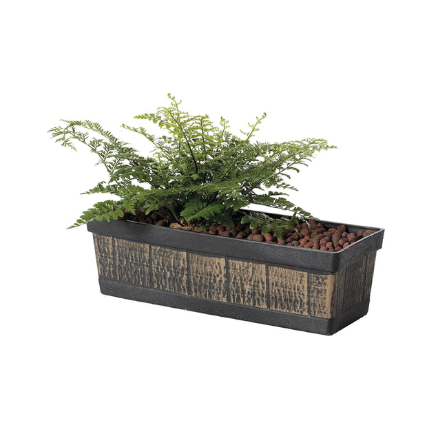 Gardenised Outdoor and Indoor Rectangle Trough Plastic Planter Box, Vegetables or Flower Planting Pot, Brown Small