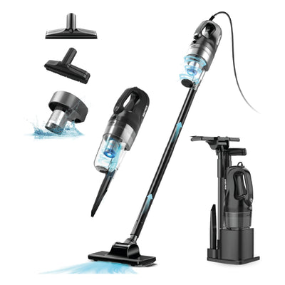 Corded Stick Vacuum Cleaner, 17Kpa Powerful Suction Stick Vacuum with 23Ft Cord, 6 in 1 Lightweight Vacuum Cleaner for Hard Floor Pet Hair, Black
