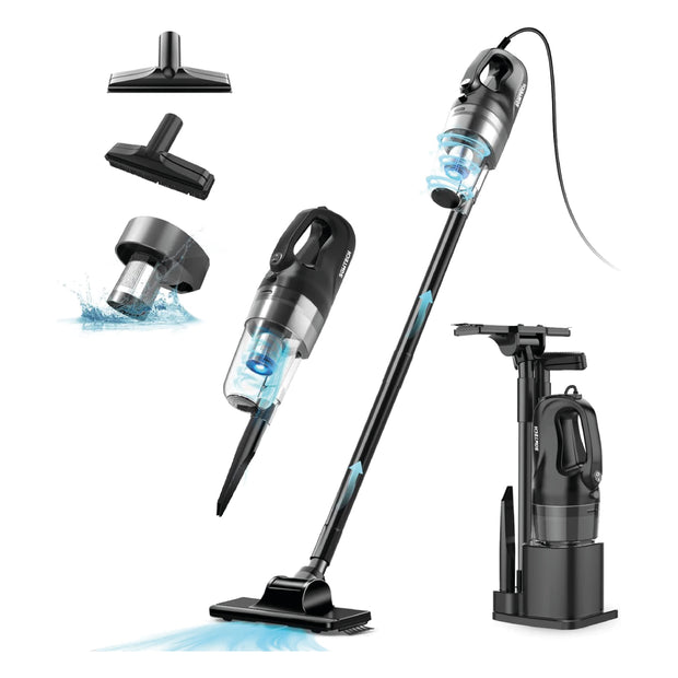 Corded Stick Vacuum Cleaner, 17Kpa Powerful Suction Stick Vacuum with 23Ft Cord, 6 in 1 Lightweight Vacuum Cleaner for Hard Floor Pet Hair, Black