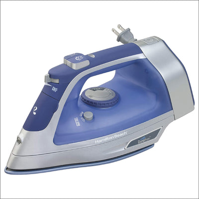 Hamilton Beach Steam Iron & Vertical Steamer for Clothes with Scratch-Resistant Durathon Soleplate, 3-Way Auto Shutoff, Anti-Drip, 8' Retractable Cord, 1500 Watts, Blue