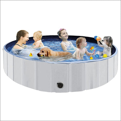 Juegoal 63"x 12" Foldable Dog Pools for Large Dogs, Kids Swimming Pool with Hard Plastic, Wading Pools Bathing Tube for Backyard