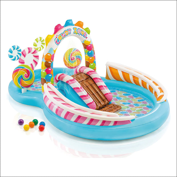 Intex Candy Zone Inflatable Play Center, 116" X 75" X 51", for Ages 2+ Blue