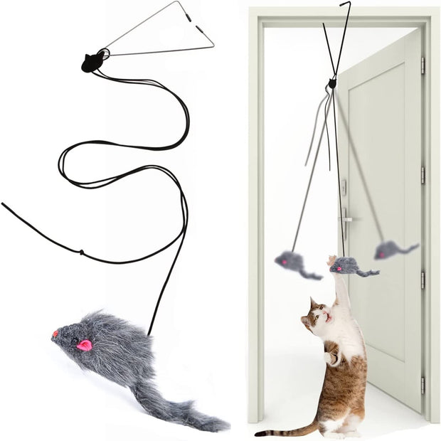 Cat Feather Toys,Retractable Cat Teaser Toy ，Hanging Interactive cat Toys for Indoor Cats Kitten Play Chase Exercise, Kitten Fun Mental Physical Exercise Kitten Toys (1 Pack)