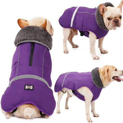 Warm Dog Coat Reflective Dog Jacket, Waterproof Dog Winter Coat Turtleneck Dog Clothes for Cold Weather, Thick Fleece Lined Dog Outfit Pet Vest Apparel Snowsuit for Small Medium Large Dogs