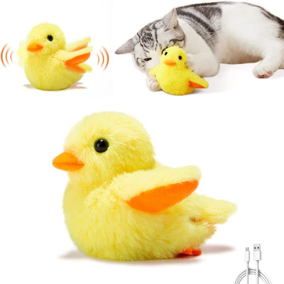 Cat Toys Rechargeable Flapping Duck 4" with SilverVine Catnip, Lifelike Quack Chirping, Beating Wings Kicker Touch Activated Kitten Plush Interactive Exercise Toys