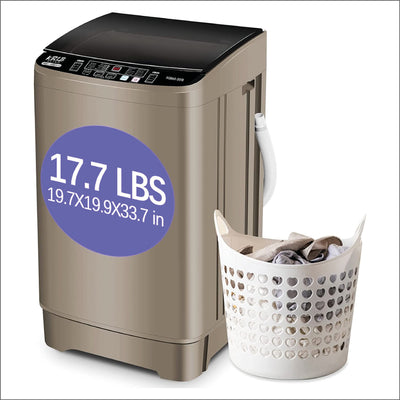 Krib Bling Full-Automatic Washing Machine with Drain Pump, 17.7 lbs Compact Washer, 10 Wash Program & 8 Water Level, Ideal for Apartment, Dorm