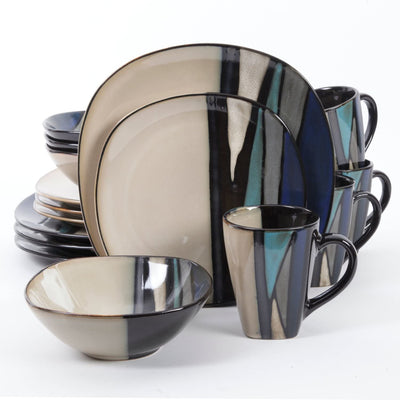 Gibson Elite Althea Reactive Dinnerware Set, 16 Pc, Teal