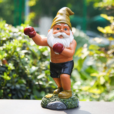 Naughty Garden Gnomes Outdoor Statues 11inch Boxing Garden Gnomes Outdoor Funny, Garden Sculptures & Statues Gnome Decorations for Yard, Patio, Lawn, Housewarming Garden Gift