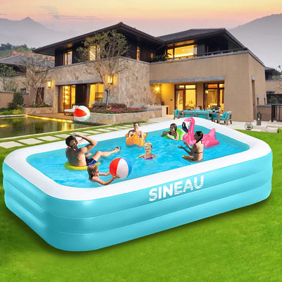 Inflatable Pool, SINEAU Inflatable Pool for Kids and Adults, 120" X 72" X 22" Oversized Thickened Family Swimming Pool for Kids, Toddlers, Adults, Outdoor, Garden, Backyard, Summer Water Party