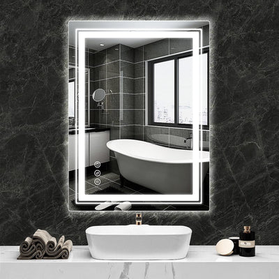 32 x 24 LED Bathroom Mirror with Front and Backlit, Bathroom Wall Mirror with Lights, Anti-Fog, Memory, Dimmable, 3 Colors Temperature, LED Vanity Mirror (Horizontal/Vertical)