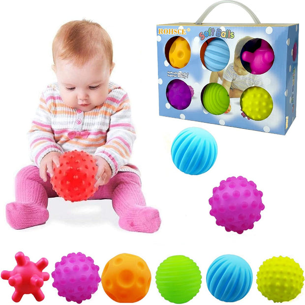 Sensory Balls for Baby Sensory Baby Toys 6 to 12 Months for Toddlers 1-3, Bright Color Textured Multi Soft Ball Gift Sets, Montessori Toys for Babies 6-12 Months Infant toys (6 Pack)