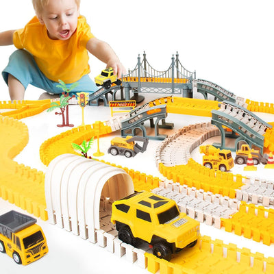 Flexible 222PCS Track Car Set for Boys and Girls - Build and Race Your Own Track Car - Suitable for Ages 8-12 - Exciting Car Track Set Model