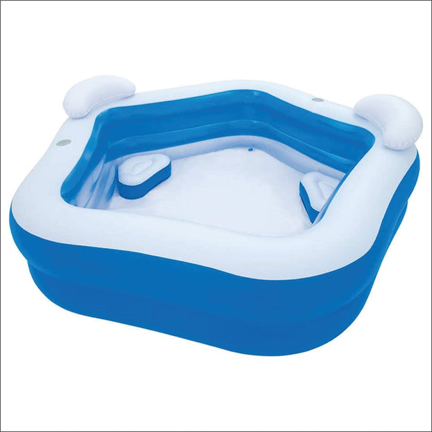 Inflatable Pool with 2 Seats,Headrest Cup Holder Family Paddling Pool Swimming Pool Bath Tub for Kids Toddlers Adults