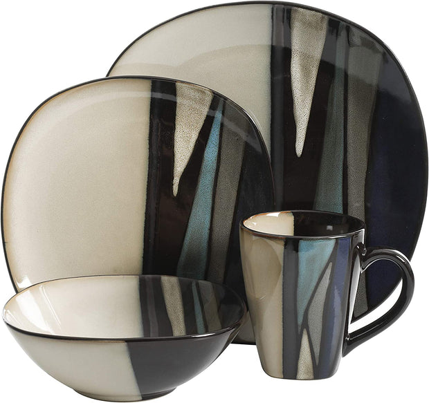 Gibson Elite Althea Reactive Dinnerware Set, 16 Pc, Teal